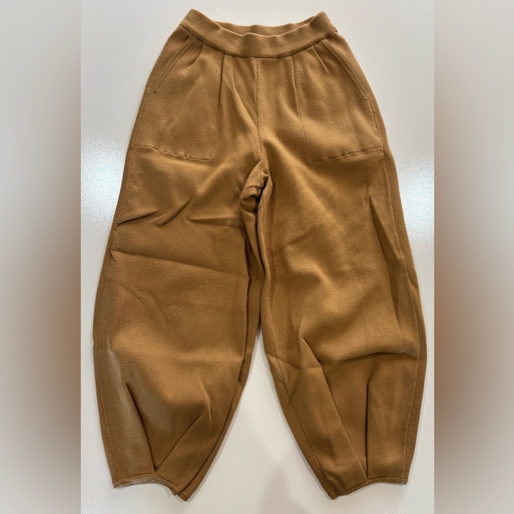 Casual Wide-Leg Crewneck Pants in Camel